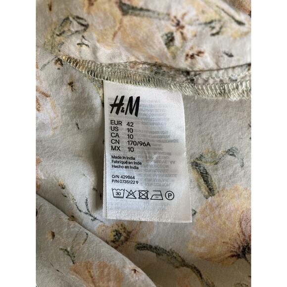 H & M Floral Babydoll Loose Dress Womens 10 Long Sleeve Cottagecore Fairy Boho - Picture 8 of 8